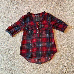 Red Green Plaid Shirt XS PaperMoon